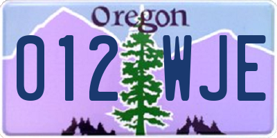 OR license plate 012WJE