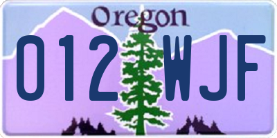 OR license plate 012WJF