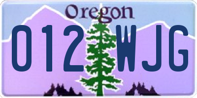 OR license plate 012WJG
