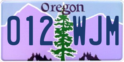 OR license plate 012WJM