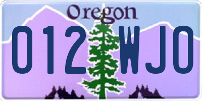 OR license plate 012WJO