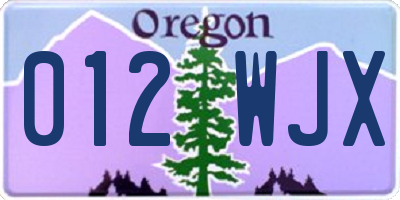 OR license plate 012WJX
