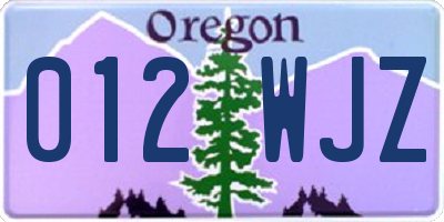 OR license plate 012WJZ