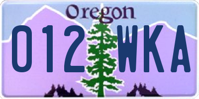 OR license plate 012WKA