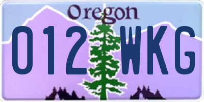 OR license plate 012WKG