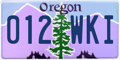 OR license plate 012WKI