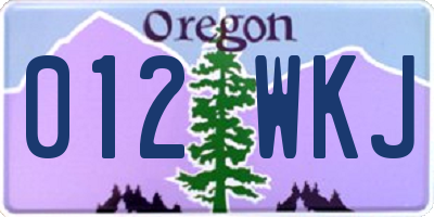 OR license plate 012WKJ