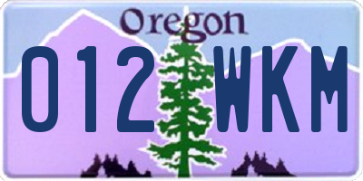 OR license plate 012WKM