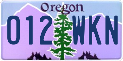 OR license plate 012WKN