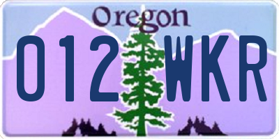 OR license plate 012WKR