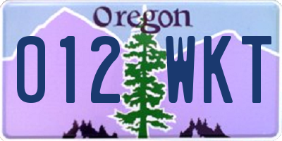 OR license plate 012WKT