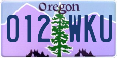 OR license plate 012WKU