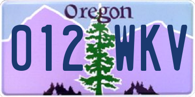 OR license plate 012WKV