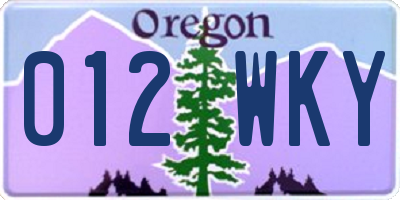 OR license plate 012WKY