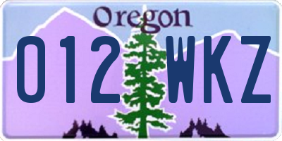 OR license plate 012WKZ
