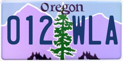 OR license plate 012WLA