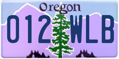 OR license plate 012WLB