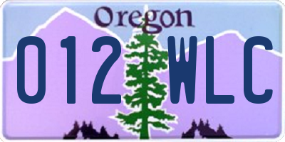 OR license plate 012WLC