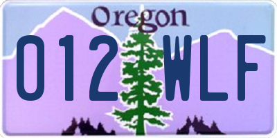 OR license plate 012WLF