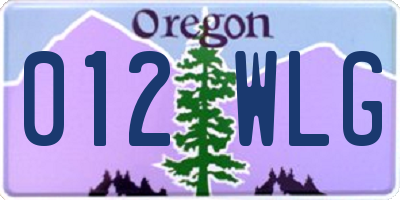 OR license plate 012WLG