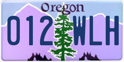 OR license plate 012WLH