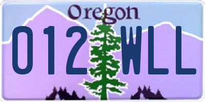 OR license plate 012WLL