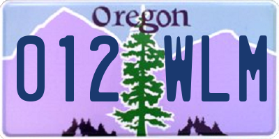 OR license plate 012WLM