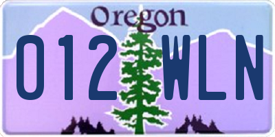 OR license plate 012WLN