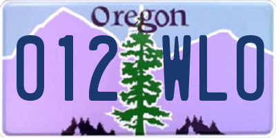 OR license plate 012WLO