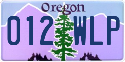 OR license plate 012WLP