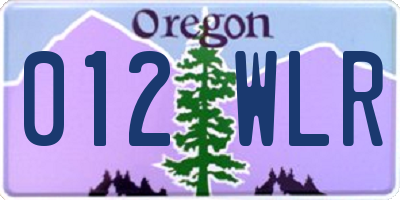 OR license plate 012WLR