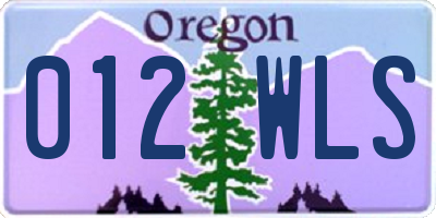 OR license plate 012WLS