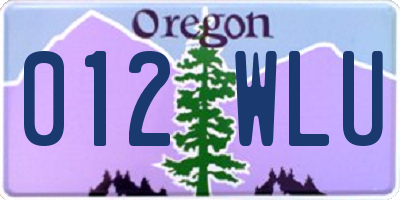 OR license plate 012WLU