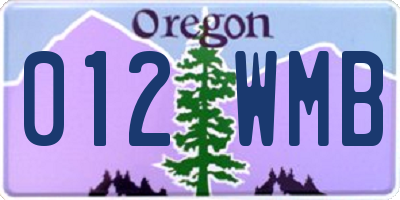 OR license plate 012WMB