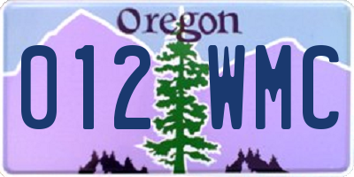OR license plate 012WMC
