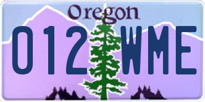 OR license plate 012WME