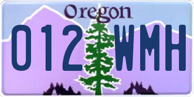 OR license plate 012WMH