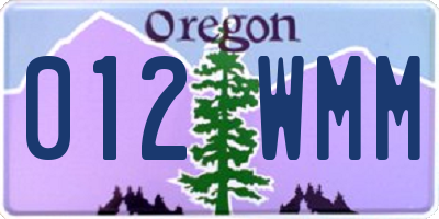 OR license plate 012WMM