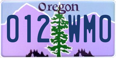 OR license plate 012WMO