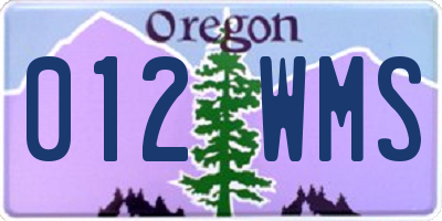 OR license plate 012WMS