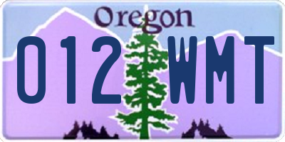 OR license plate 012WMT