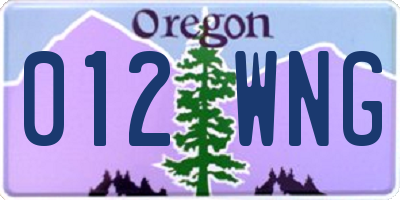 OR license plate 012WNG