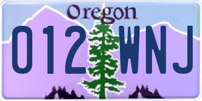 OR license plate 012WNJ