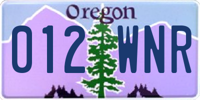 OR license plate 012WNR