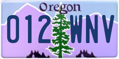 OR license plate 012WNV
