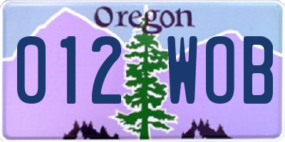 OR license plate 012WOB