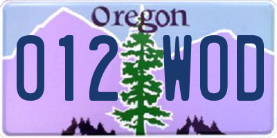 OR license plate 012WOD
