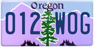OR license plate 012WOG