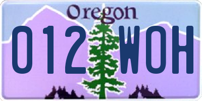 OR license plate 012WOH