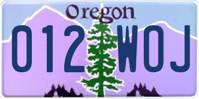 OR license plate 012WOJ